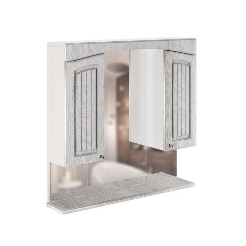 Зеркало-шкаф навесной без подсветки MIXLINE Крит-85 патина серебро (533130)