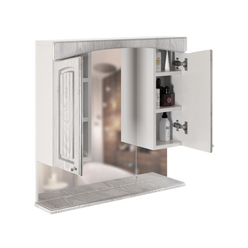 Зеркало-шкаф навесной без подсветки MIXLINE Крит-85 патина серебро (533130)