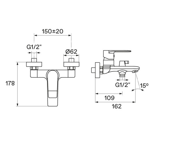 Смеситель Santek Арма для ванны-душа с акссессуарами, хром (WH5A10007C001)