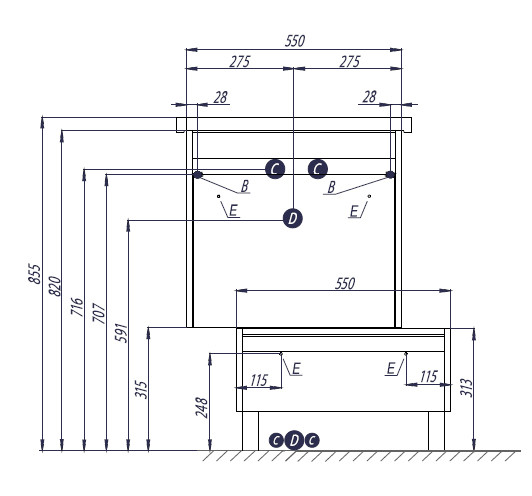 Тумба под раковину AQUATON Капри 60 подвесная, темное дерево (1A230101KPDB0)
