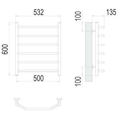 Полотенцесушитель TERMINUS Эконом Виктория П6 500х600 NEW