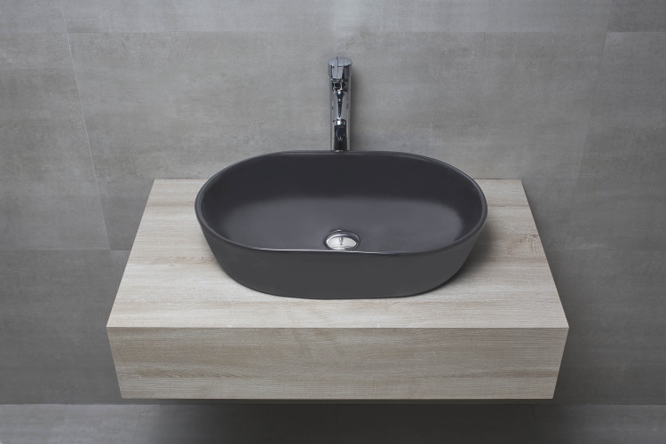 Раковина beWash Bogen на столешницу без отвертстия под смеситель цвет черный матовый размер 600 мм 88601070