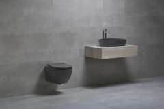 Раковина beWash Bogen на столешницу без отвертстия под смеситель цвет черный матовый размер 600 мм 88601070