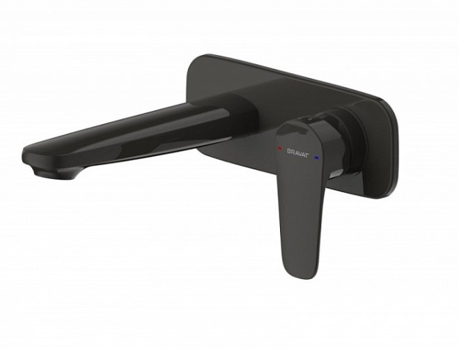 Встраиваемый смеситель настенный для раковины Bravat Source, черный (P8173218BW-ENG)