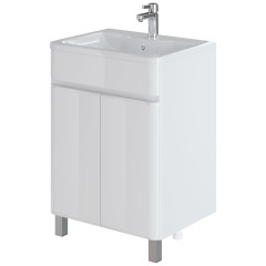 Комплект тумба напольная Итана Roberto 60 (597х454х850) с раковиной Adel 60, белый глянец (295459)