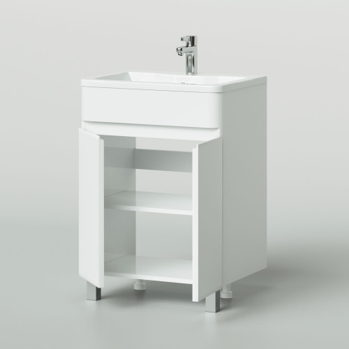 Комплект тумба напольная Итана Roberto 60 (597х454х850) с раковиной Adel 60, белый глянец (295459)