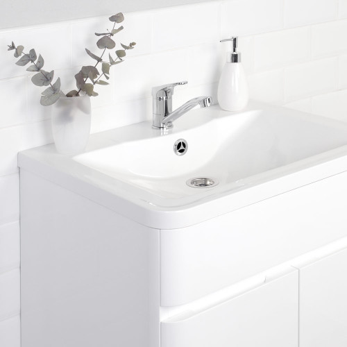 Комплект тумба напольная Итана Roberto 60 (597х454х850) с раковиной Adel 60, белый глянец (295459)