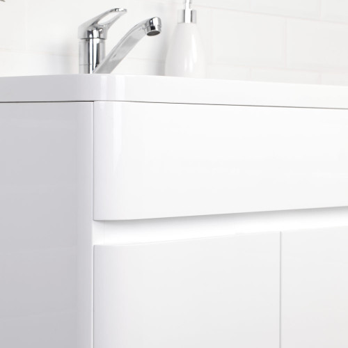 Комплект тумба напольная Итана Roberto 60 (597х454х850) с раковиной Adel 60, белый глянец (295459)