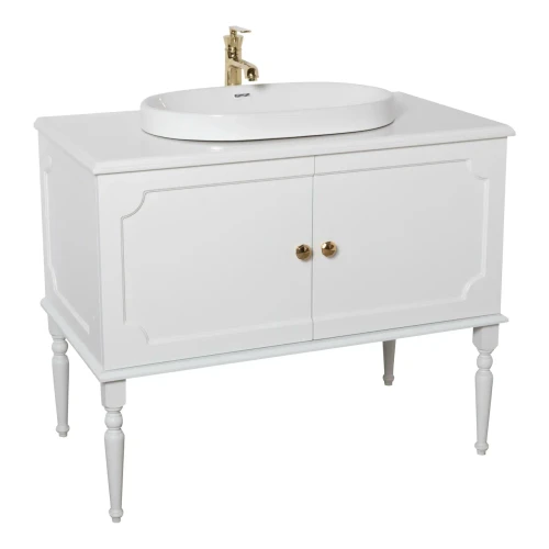 Тумба под раковину Atoll Ренессанс 100 белый матовый в Комплект для ванной Atollе с умывальником