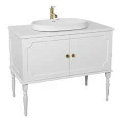 Тумба под раковину Atoll Ренессанс 100 белый матовый в Комплект для ванной Atollе с умывальником