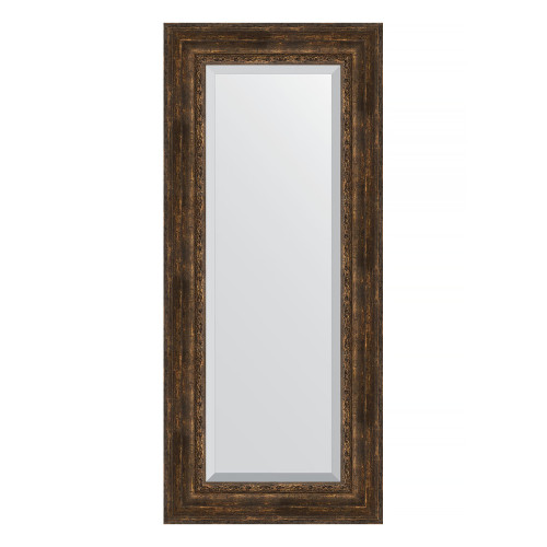 Зеркало настенное с фацетом EVOFORM в багетной раме состаренное дерево с орнаментом, 62х142 см, BY 3534