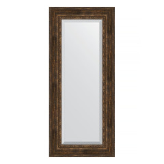 Зеркало настенное с фацетом EVOFORM в багетной раме состаренное дерево с орнаментом, 62х142 см, BY 3534