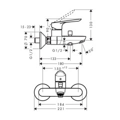 Смеситель для ванны Hansgrohe Logis E, ВМ, хром (71415000)