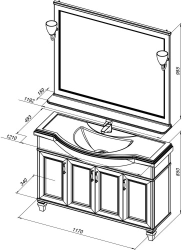 Мебель для ванной Aquanet Валенса New (Классик) 120 белый