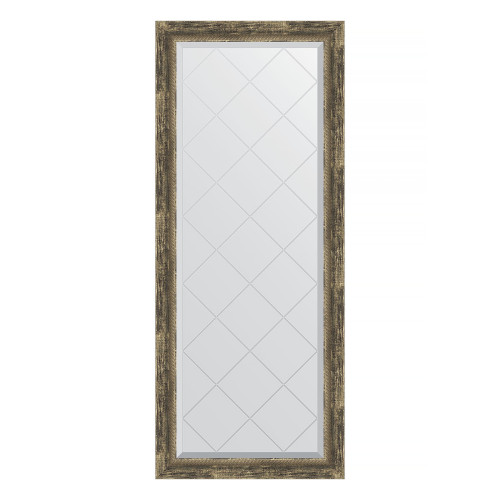 Зеркало настенное с гравировкой EVOFORM в багетной раме старое дерево с плетением, 63х153 см, BY 4135