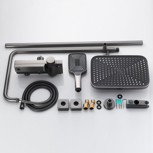 Душевая система с термостатом Rose R1896T, пепельный