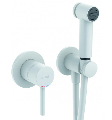 Гигиенический душ KLUDI BOZZ WHITE со смесителем, со встраиваемой частью, белый матовый (389985376)