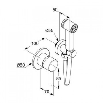 Гигиенический душ KLUDI BOZZ WHITE со смесителем, со встраиваемой частью, белый матовый (389985376)
