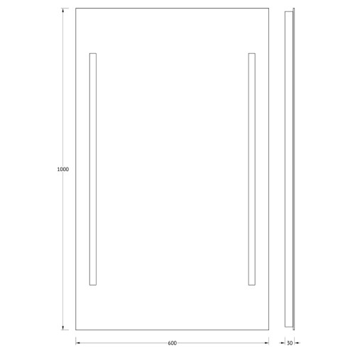 Зеркало настенное c 2-мя встроенными LUM-светильниками Lumline EVOFORM 60х100 см, BY 2023
