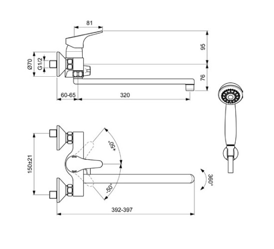 BA372AA NEXT Смеситель для ванны/душа