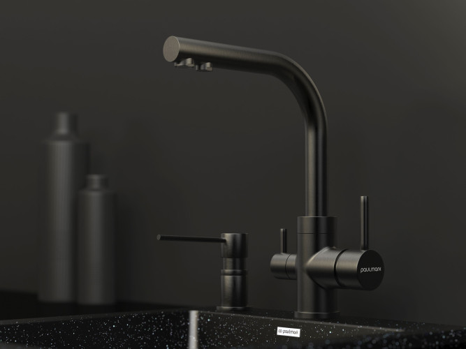 Смеситель для кухни Paulmark ESSEN, PVD, вороненая сталь, 213011-GM, Paulmark