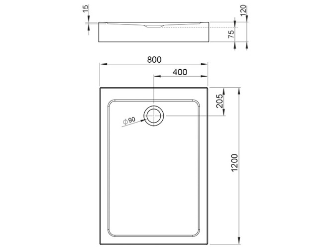 Душевой акриловый поддон RADAWAY DOROS SDRFP1280-05