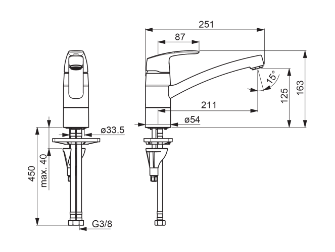 Смеситель для кухонной мойки Oras Safira Керамический картридж, цвет Хром (1030F)