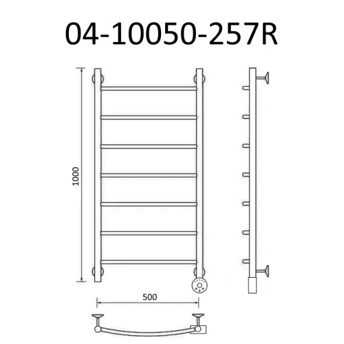 Полотенцесушитель электрический ВИД 4 100х50 правый, эко г/г, Маргроид
