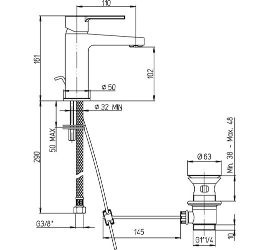 Смеситель для раковины Paini Le Mans 90CR211
