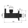 Угловой вентиль с фильтром Alcadrain 1/2"×1/2", черный-мат