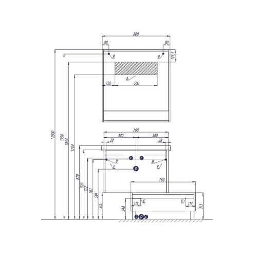 Тумба под раковину AQUATON Капри 80 подвесная, бетон пайн (1A230201KPDA0)