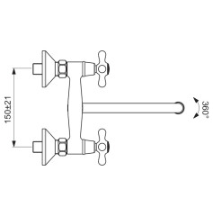 BA122AA RETRO Настенный смеситель для кухонной мойки