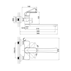 Смеситель для ванны D&amp;K Venice DA1023301, хром