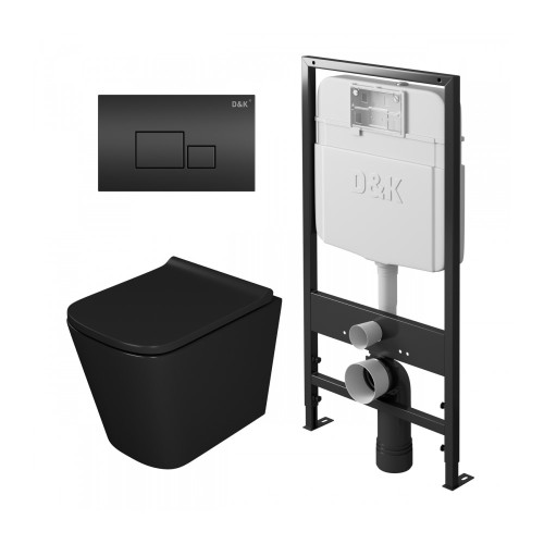 Комплект унитаза с инсталяцией и клавишей смыва D&K Berlin DS1432502, черный