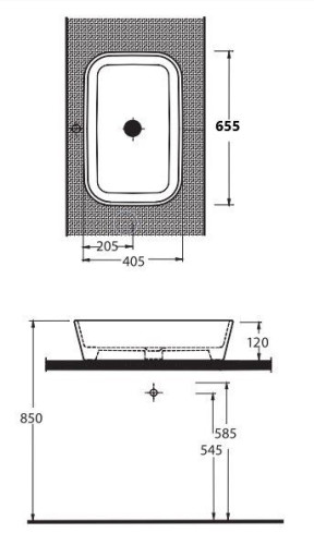 Раковина beWash Albano на столешницу без отверстия под смеситель цвет белый глянец размер 655 мм 36651001