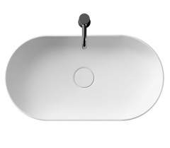 Alice Hide, накладная овальная раковина 65x35x12h см, цвет белый глянцевый
