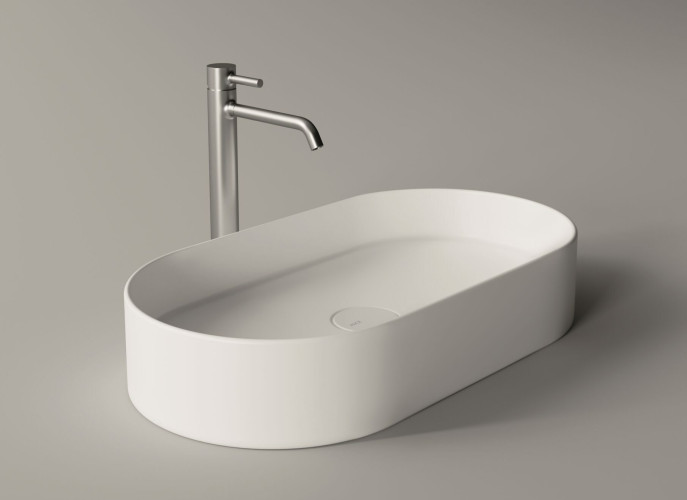Alice Hide, накладная овальная раковина 65x35x12h см, цвет белый глянцевый
