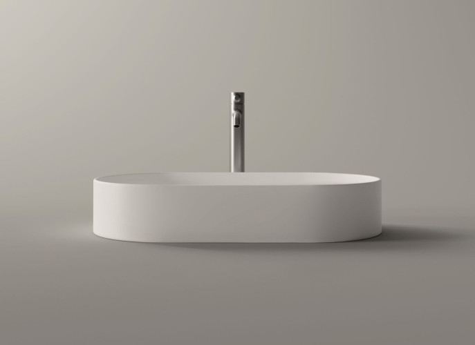 Alice Hide, накладная овальная раковина 65x35x12h см, цвет белый глянцевый