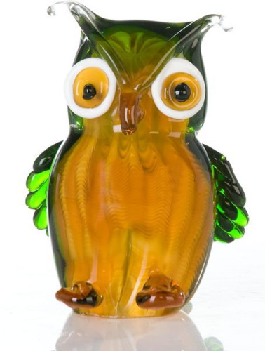 Casablanca, стеклянная скульптура "Сова", цвет оранжево-зеленый