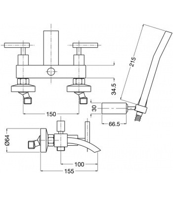 Смеситель для ванны Bugnatese Syntesi 7902