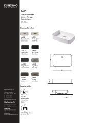 Disegno ceramica Slim, накладная прямоугольная раковина с закругленными краями 60х38хh12 см, цвет белый глянцевый