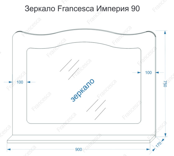 Зеркало Francesca Империя 90 белый полотно
