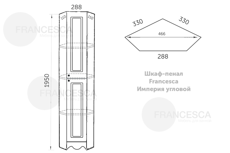 Пенал Francesca Империя угловой белый