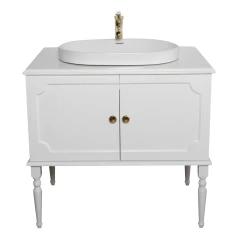 Тумба под раковину Atoll Ренессанс 80 белый матовый в Комплект для ванной Atollе с умывальником