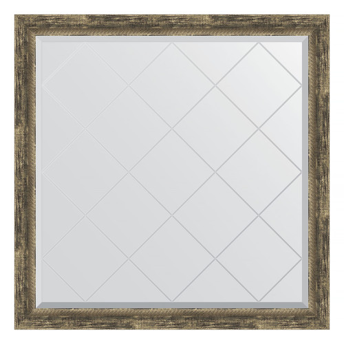 Зеркало настенное с гравировкой EVOFORM в багетной раме старое дерево с плетением, 103х103 см, BY 4436