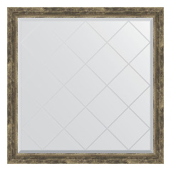 Зеркало настенное с гравировкой EVOFORM в багетной раме старое дерево с плетением, 103х103 см, BY 4436