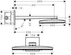 24005600 Rainmaker Select Верхний душ 460 2jet с держателем, черный/хром