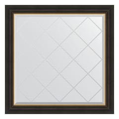 Зеркало настенное с гравировкой EVOFORM в багетной раме чёрное дерево с золотом, 84х84 см, BY 4536