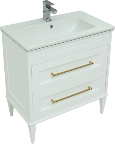 Тумба с раковиной Aquanet Бостон М 80 белый (ручки золото, раковина Эйфория 80)