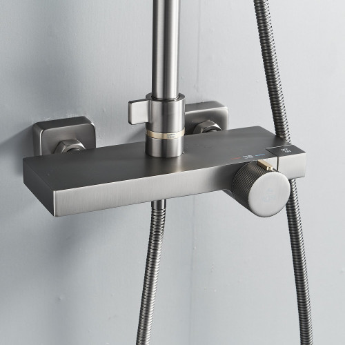 Душевая система с термостатом Rose R1896T-6, пепельный